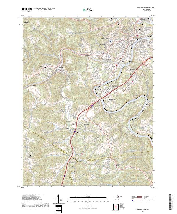 US Topo 7.5-minute map for Fairmont West WV