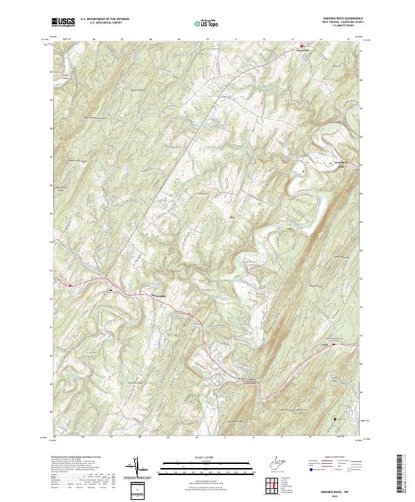 US Topo 7.5-minute map for Hanging Rock WV