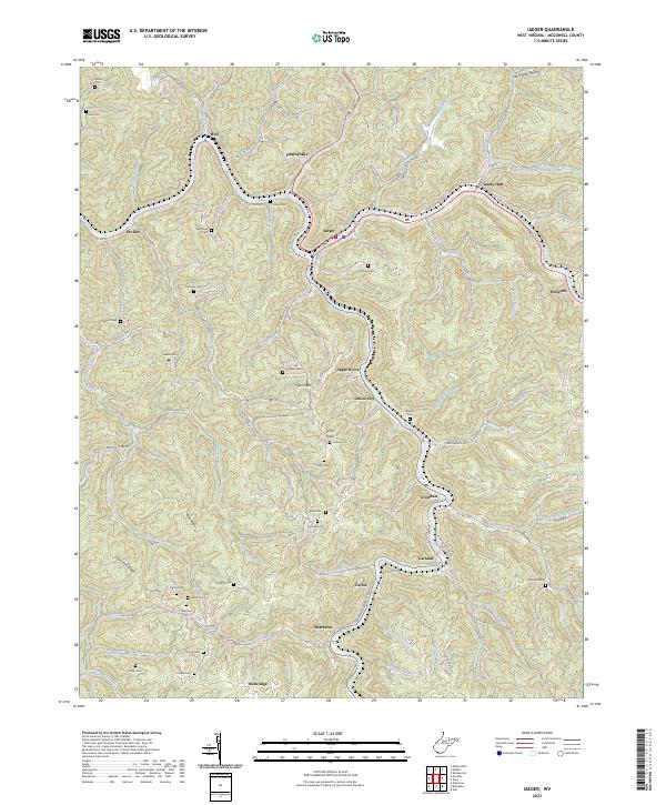 US Topo 7.5-minute map for Iaeger WV