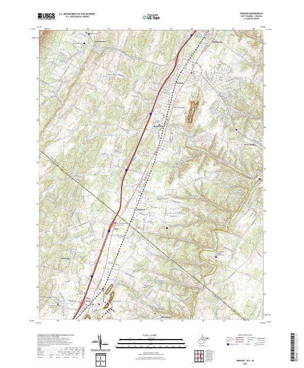 US Topo 7.5-minute map for Inwood WVVA