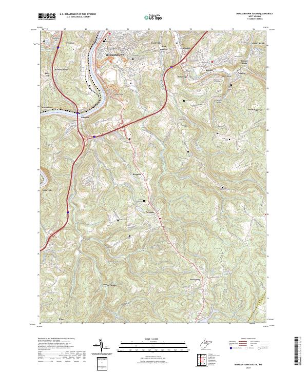 US Topo 7.5-minute map for Morgantown South WV