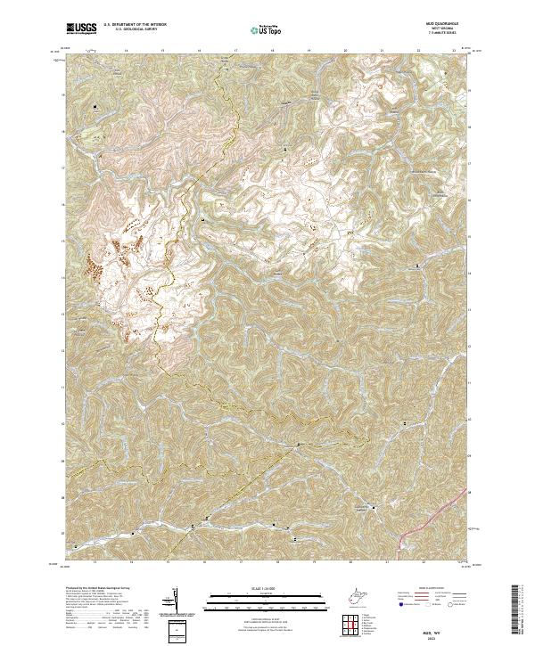 US Topo 7.5-minute map for Mud WV