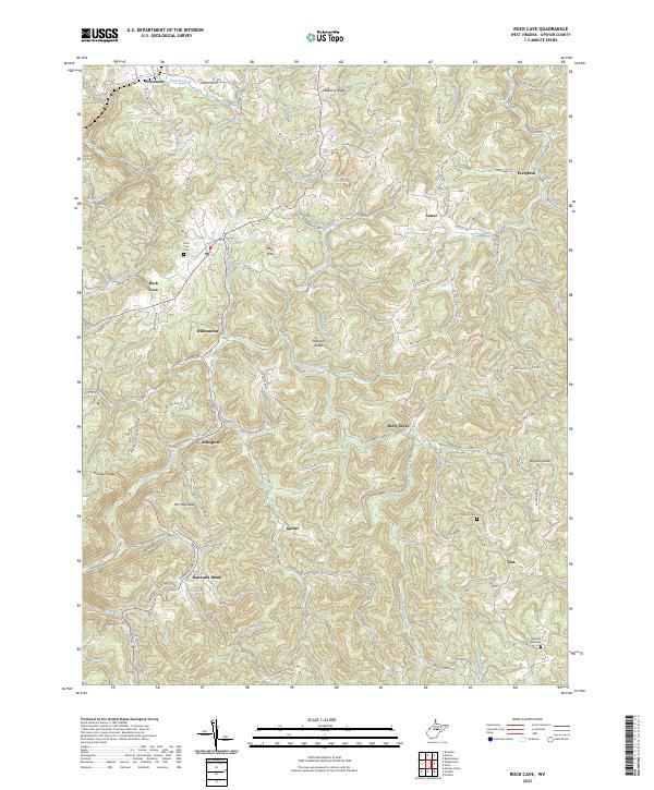 US Topo 7.5-minute map for Rock Cave WV