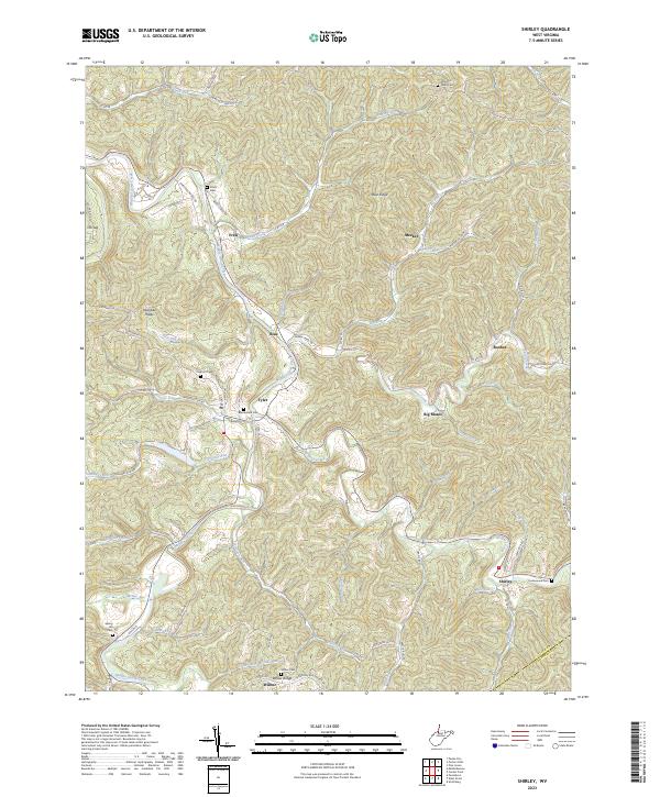 US Topo 7.5-minute map for Shirley WV