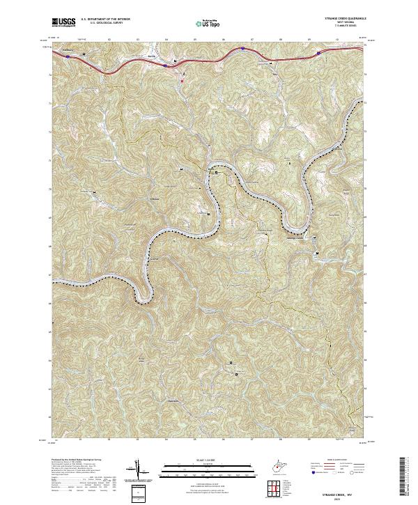 US Topo 7.5-minute map for Strange Creek WV