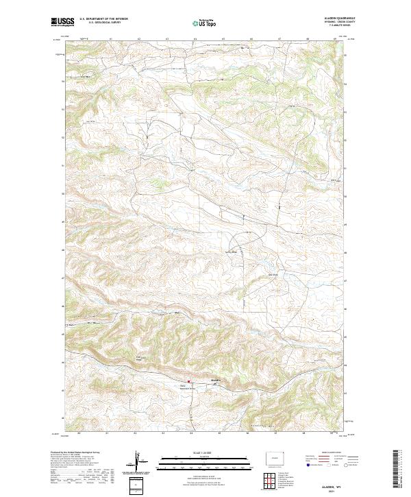 USGS US Topo 7.5-minute map for Aladdin WY 2021