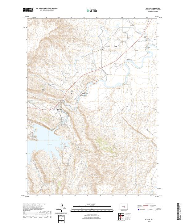 USGS US Topo 7.5-minute map for Alcova WY 2021