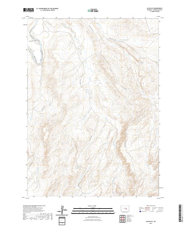 USGS US Topo 7.5-minute map for Alcova SE WY 2021