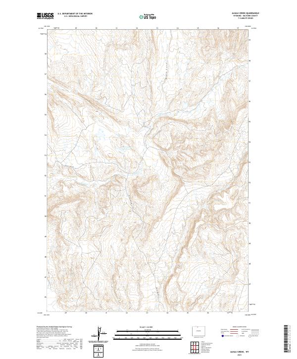 USGS US Topo 7.5-minute map for Alkali Creek WY 2021