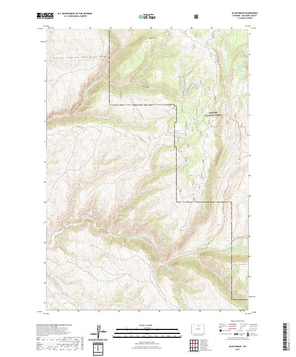 USGS US Topo 7.5-minute map for Allen Draw WY 2021