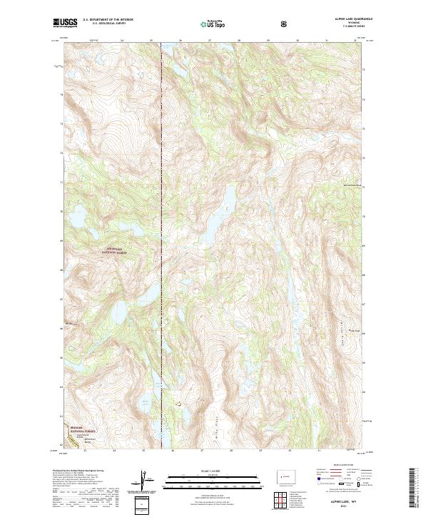 USGS US Topo 7.5-minute map for Alpine Lake WY 2021