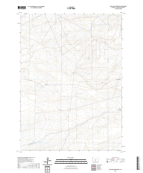 USGS US Topo 7.5-minute map for Antelope Reservoir WY 2021