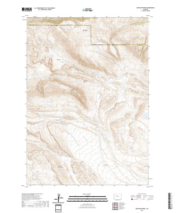 USGS US Topo 7.5-minute map for Antelope Ridge WY 2021