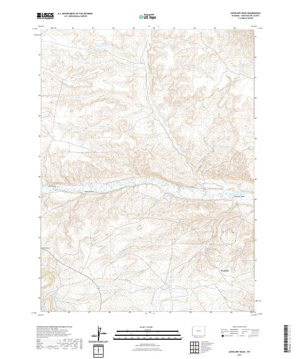 USGS US Topo 7.5-minute map for Antelope Wash WY 2021