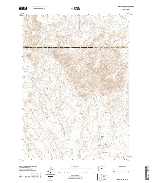 USGS US Topo 7.5-minute map for Arapahoe Butte WY 2021