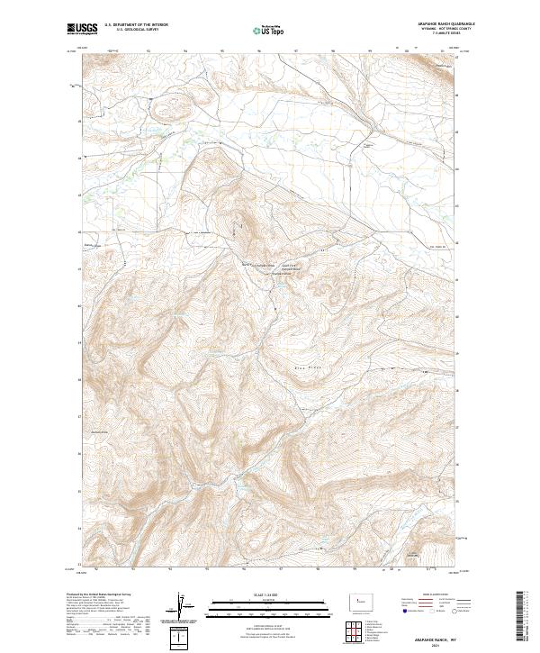 USGS US Topo 7.5-minute map for Arapahoe Ranch WY 2021