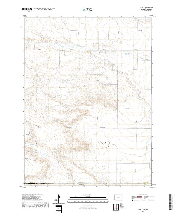 USGS US Topo 7.5-minute map for Arcola WYCO 2021