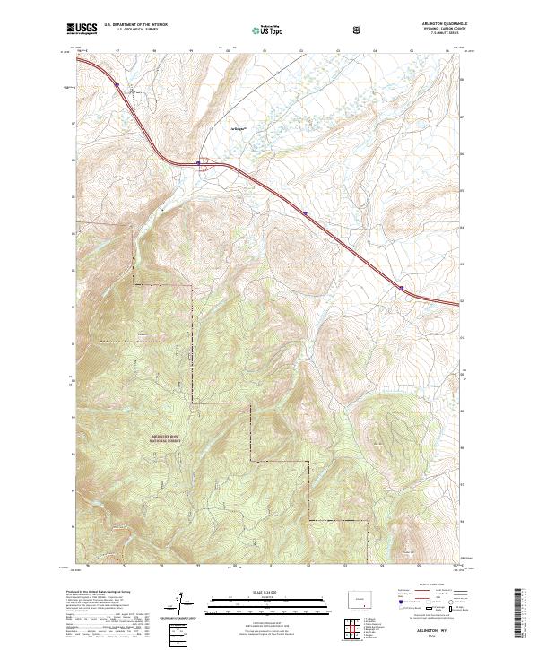 USGS US Topo 7.5-minute map for Arlington WY 2021