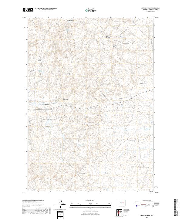 USGS US Topo 7.5-minute map for Artesian Draw WY 2021