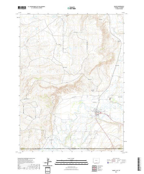 USGS US Topo 7.5-minute map for Baggs WYCO 2021