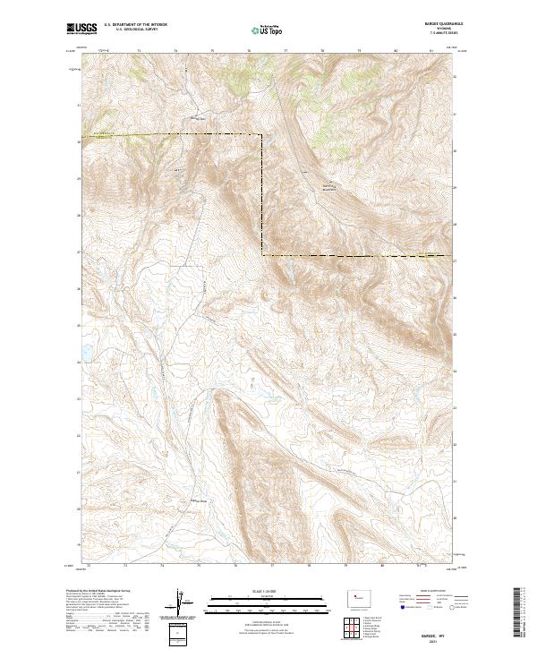 USGS US Topo 7.5-minute map for Bargee WY 2021