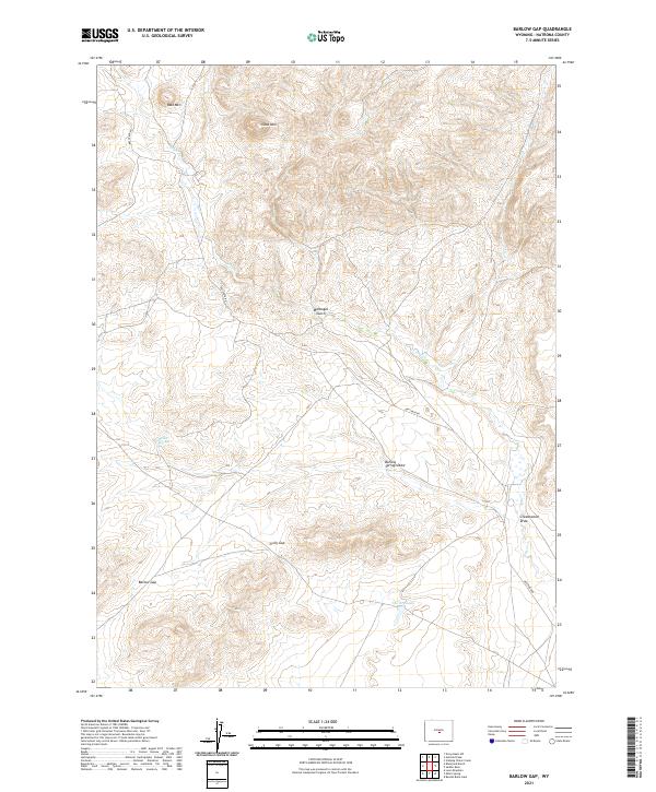 USGS US Topo 7.5-minute map for Barlow Gap WY 2021