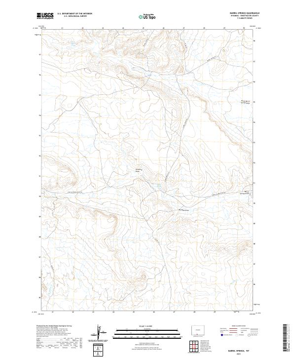 USGS US Topo 7.5-minute map for Barrel Springs WY 2021