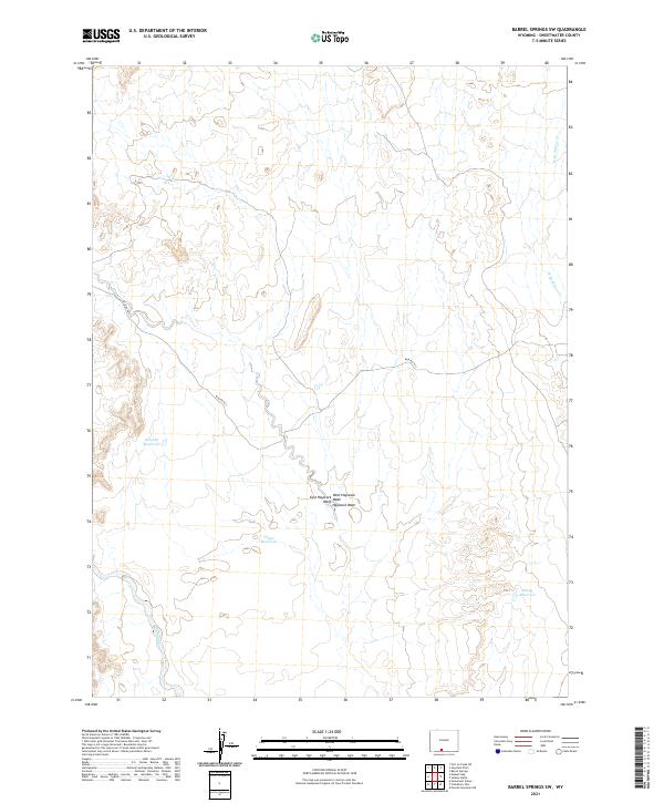 USGS US Topo 7.5-minute map for Barrel Springs SW WY 2021