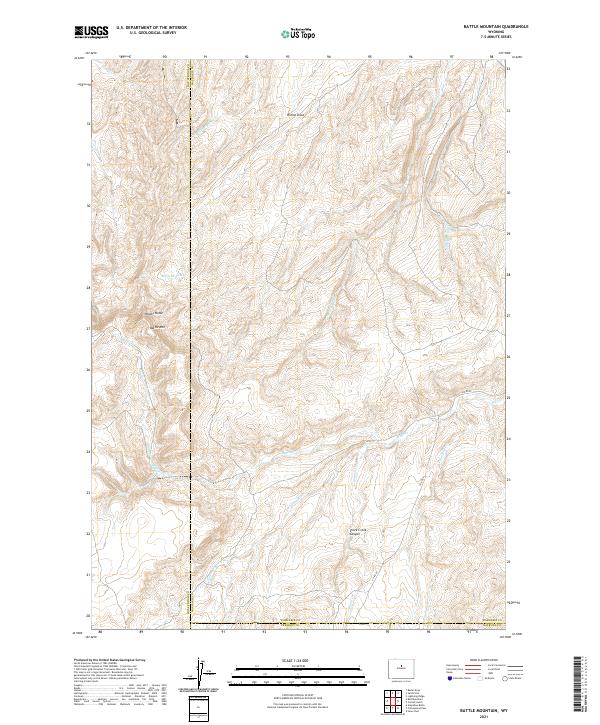 USGS US Topo 7.5-minute map for Battle Mountain WY 2021