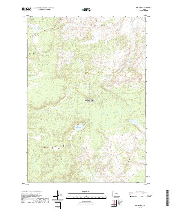 USGS US Topo 7.5-minute map for Beach Lake WY 2021