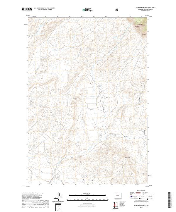 USGS US Topo 7.5-minute map for Bear Creek Ranch WY 2021