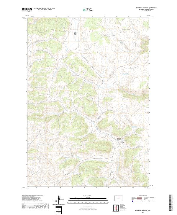 USGS US Topo 7.5-minute map for Beartrap Meadows WY 2021