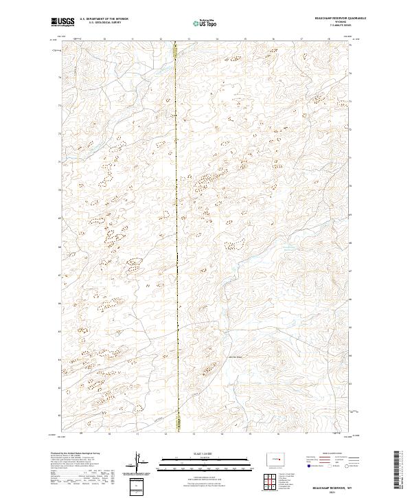 USGS US Topo 7.5-minute map for Beauchamp Reservoir WY 2021