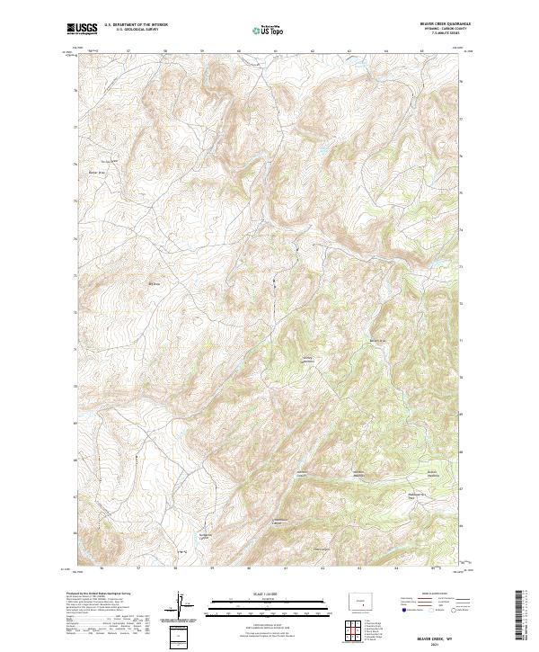 USGS US Topo 7.5-minute map for Beaver Creek WY 2021