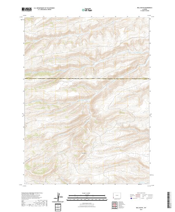 USGS US Topo 7.5-minute map for Bell Butte WY 2021