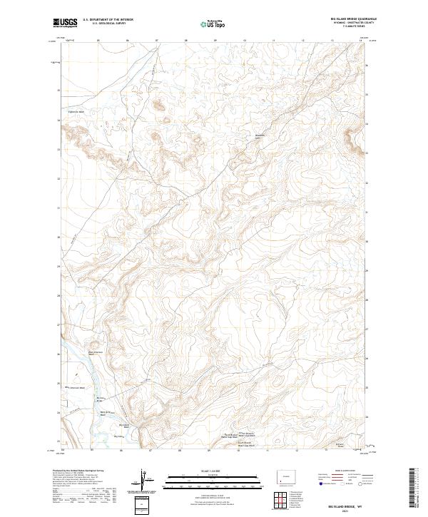 USGS US Topo 7.5-minute map for Big Island Bridge WY 2021