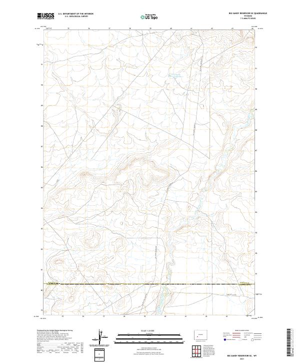 USGS US Topo 7.5-minute map for Big Sandy Reservoir SE WY 2021