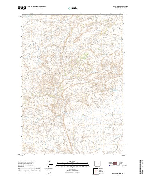 USGS US Topo 7.5-minute map for Big Sulfur Draw WY 2021