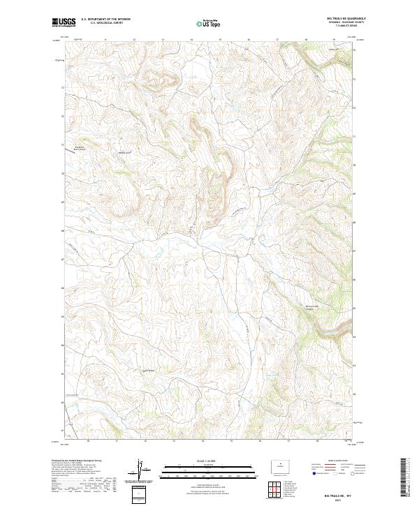 USGS US Topo 7.5-minute map for Big Trails NE WY 2021