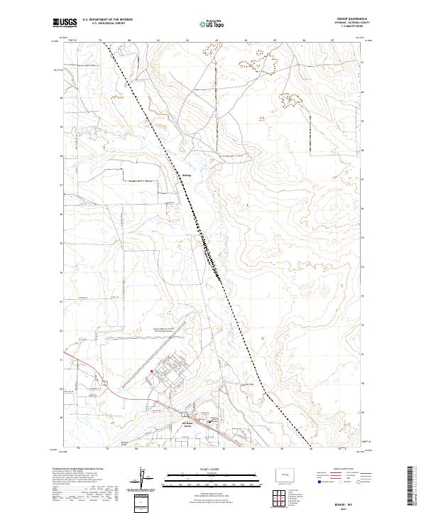 USGS US Topo 7.5-minute map for Bishop WY 2021