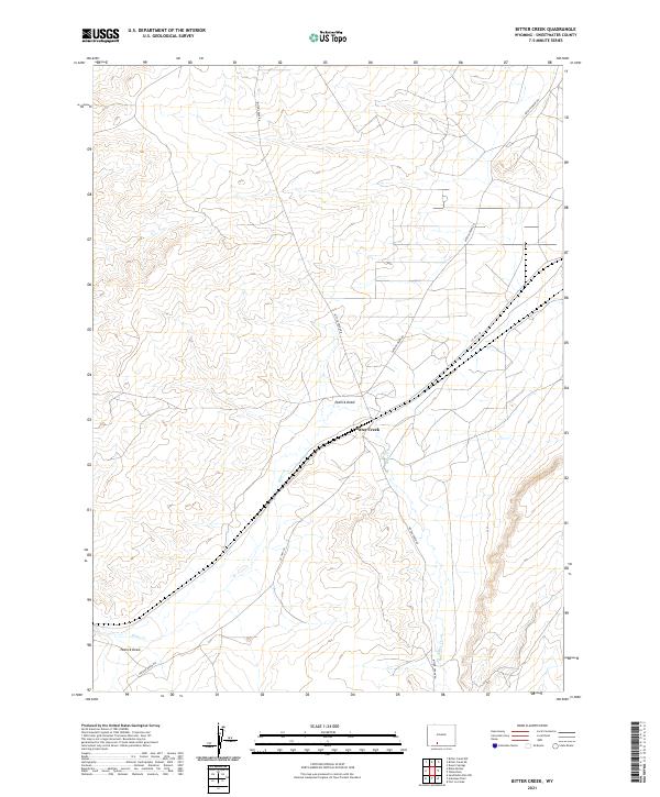 USGS US Topo 7.5-minute map for Bitter Creek WY 2021