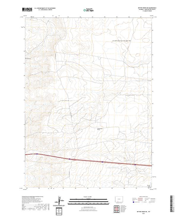 USGS US Topo 7.5-minute map for Bitter Creek NE WY 2021