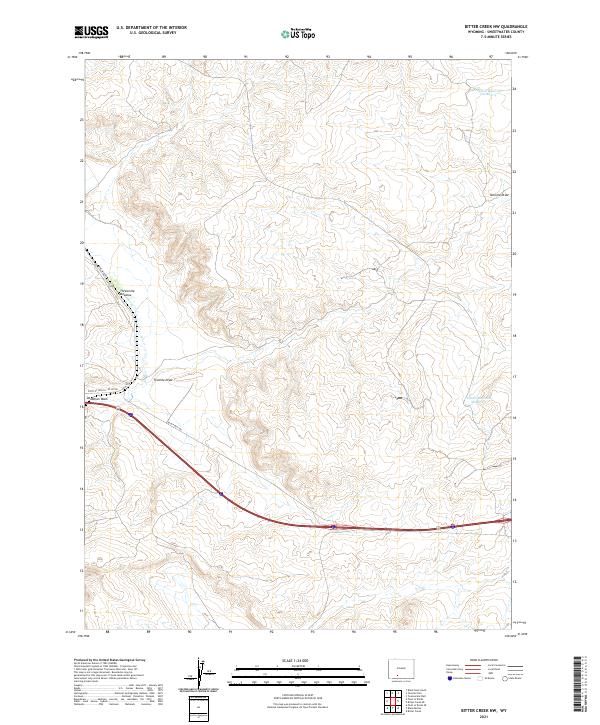 USGS US Topo 7.5-minute map for Bitter Creek NW WY 2021