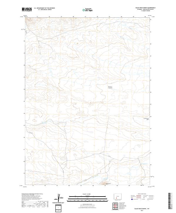 USGS US Topo 7.5-minute map for Black Rock North WY 2021