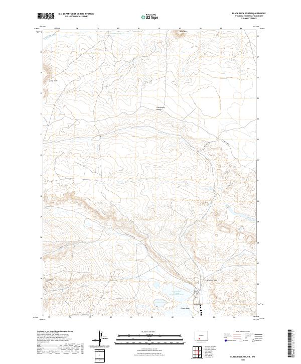 USGS US Topo 7.5-minute map for Black Rock South WY 2021