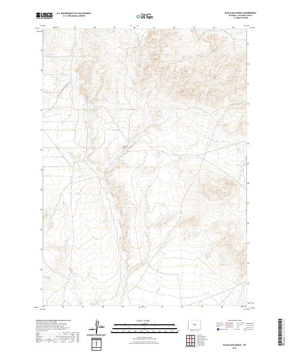 USGS US Topo 7.5-minute map for Blackjack Ranch WY 2021