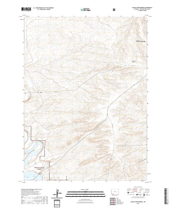 USGS US Topo 7.5-minute map for Blacks Fork Bridge WY 2021