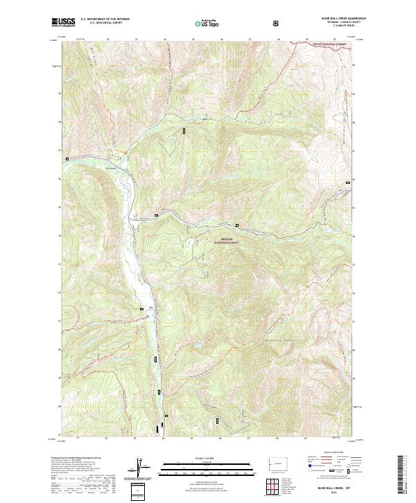 USGS US Topo 7.5-minute map for Blind Bull Creek WY 2021