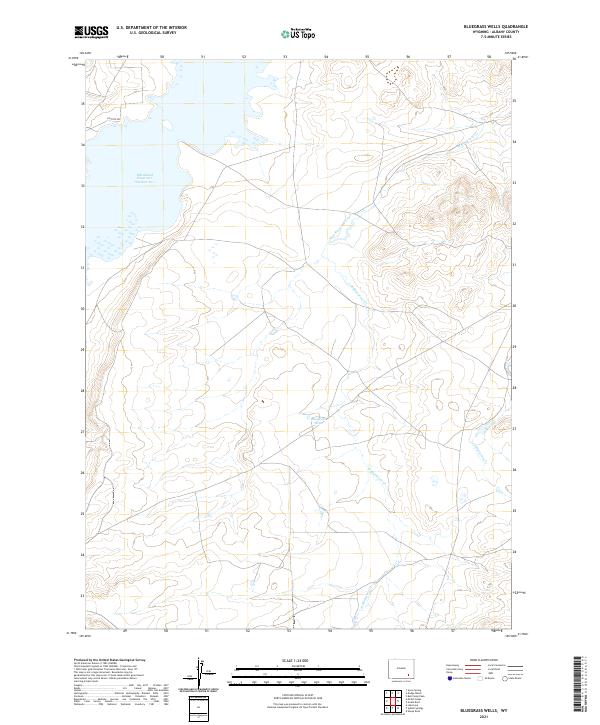 USGS US Topo 7.5-minute map for Bluegrass Wells WY 2021