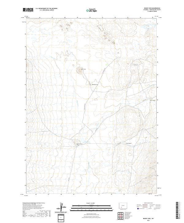 USGS US Topo 7.5-minute map for Boars Tusk WY 2021